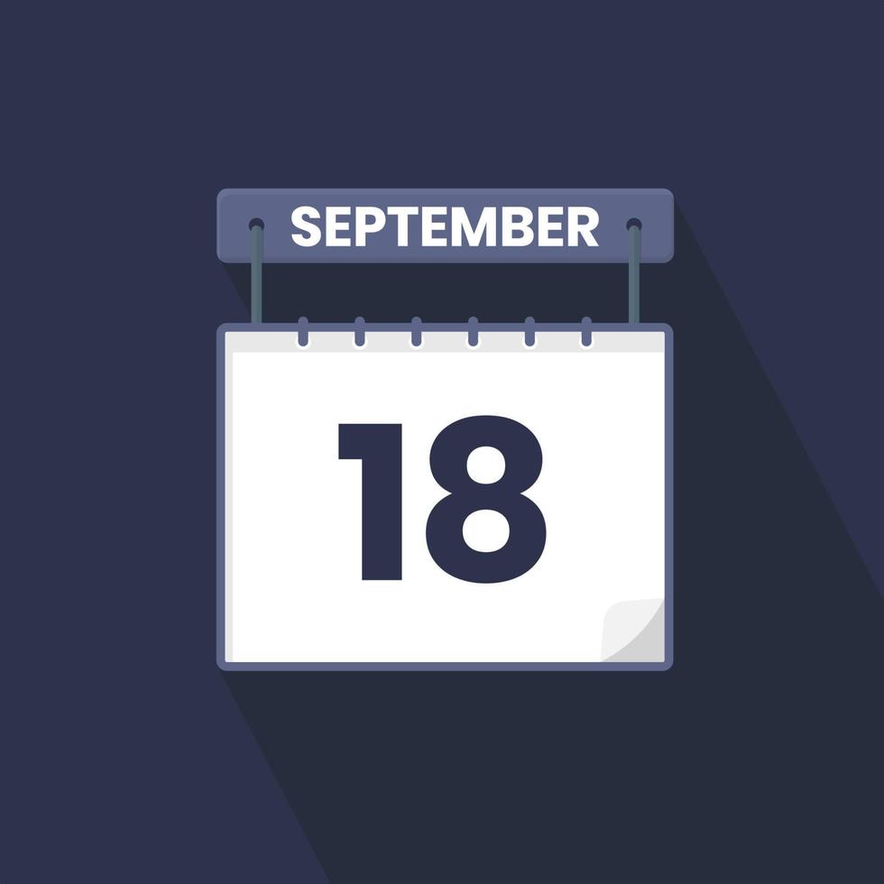 ícone do calendário de 18 de setembro. 18 de setembro calendário data mês ícone ilustrador vetorial vetor