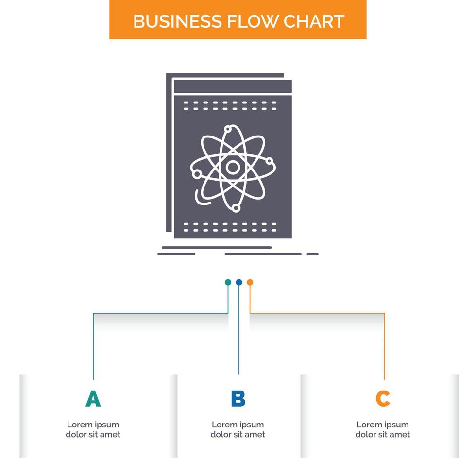 api. inscrição. desenvolvedor. plataforma. design de fluxograma de negócios de ciência com 3 etapas. ícone de glifo para lugar de modelo de plano de fundo de apresentação para texto. vetor