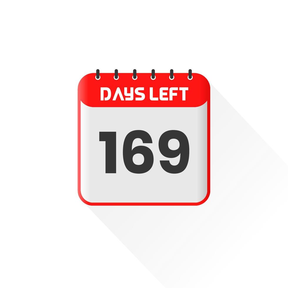 ícone de contagem regressiva 169 dias restantes para promoção de vendas. banner de vendas promocionais faltam 169 dias vetor