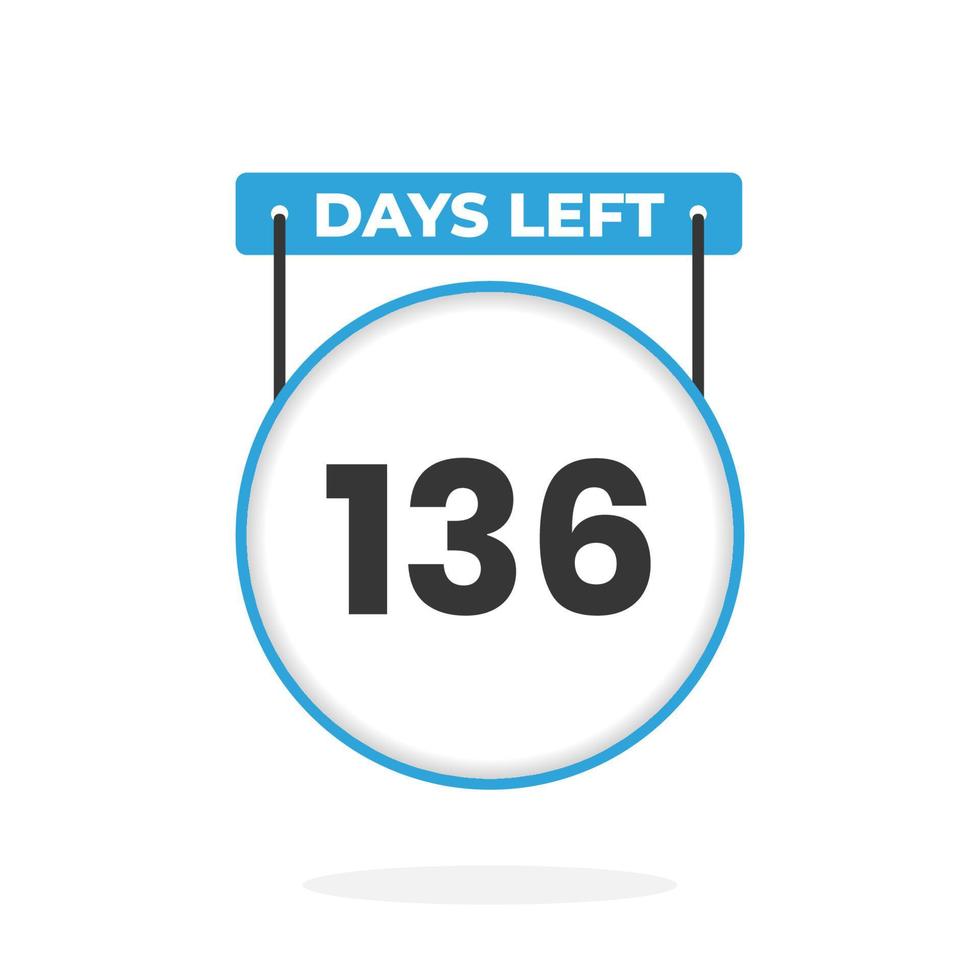 Faltam 136 dias para a contagem regressiva para promoção de vendas. Faltam 136 dias para o banner promocional de vendas vetor
