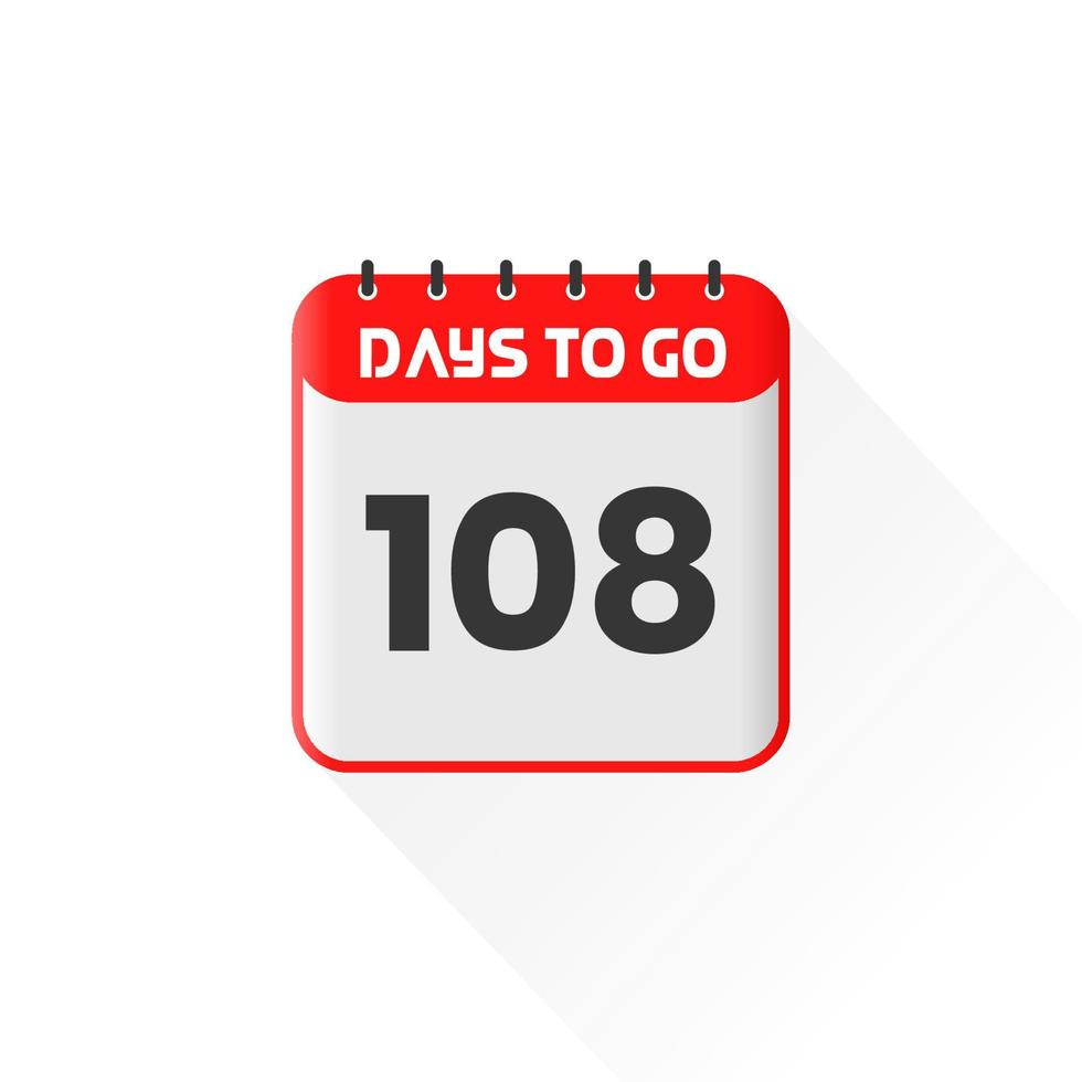 ícone de contagem regressiva 108 dias restantes para promoção de vendas. banner de vendas promocionais faltam 108 dias vetor
