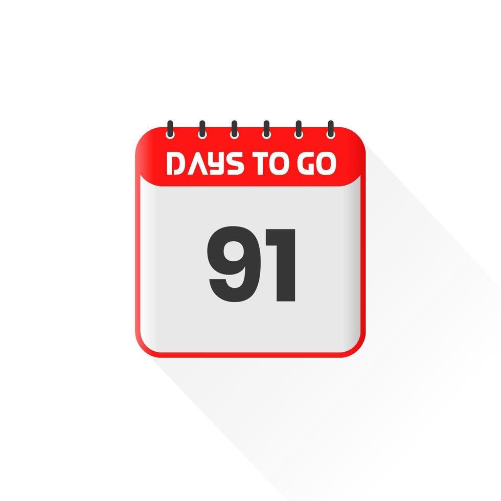 ícone de contagem regressiva 91 dias restantes para promoção de vendas. banner de vendas promocionais faltam 91 dias vetor