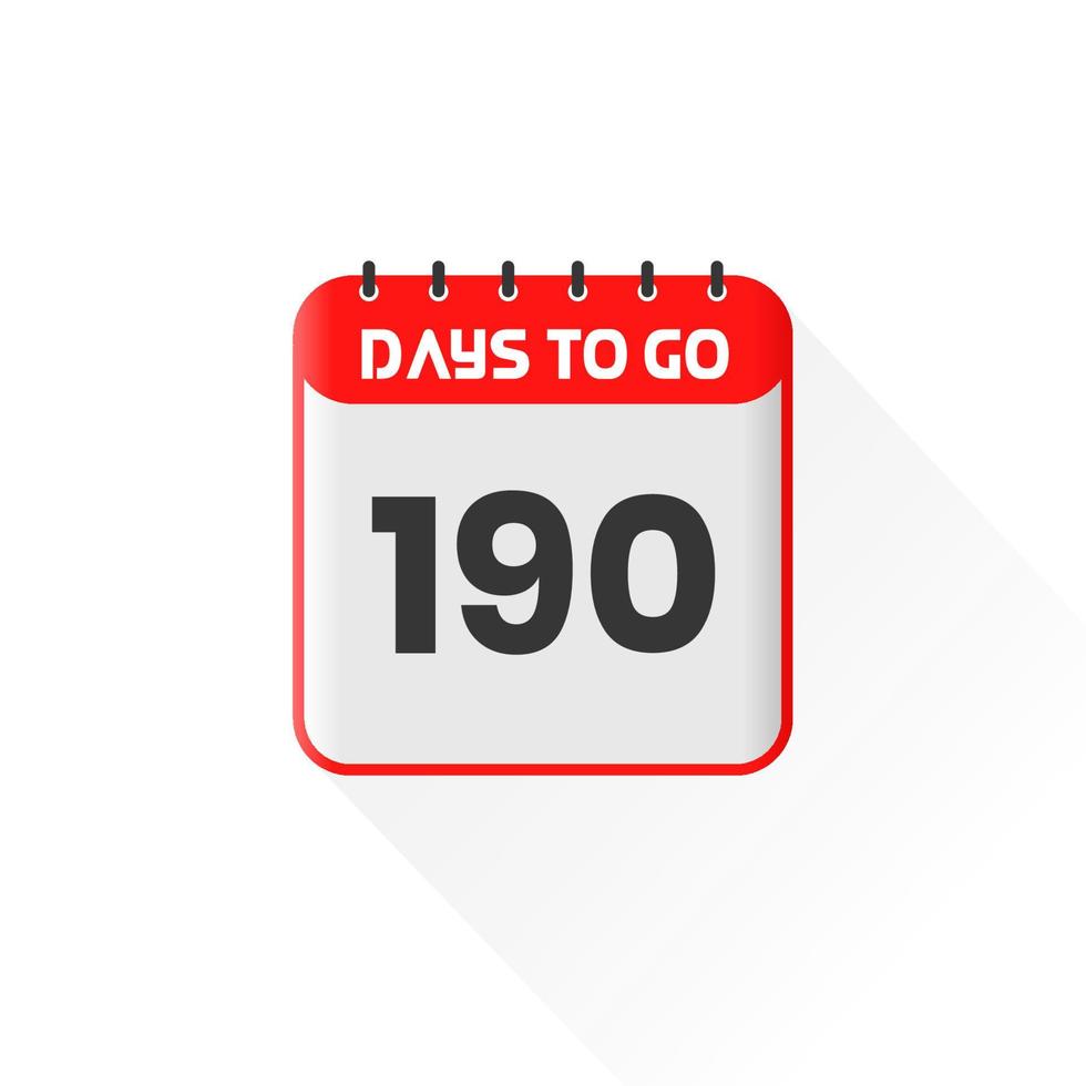 ícone de contagem regressiva 190 dias restantes para promoção de vendas. banner de vendas promocionais faltam 190 dias vetor