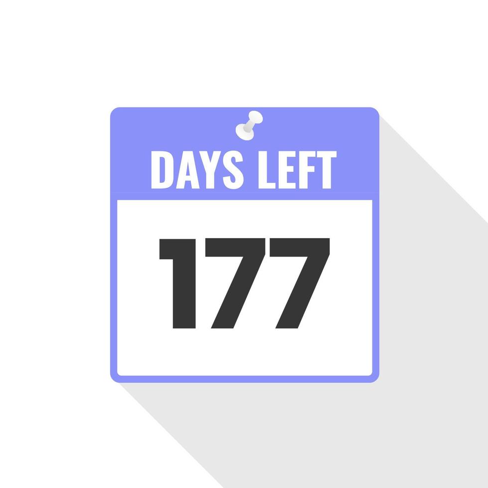 177 dias restantes ícone de vendas de contagem regressiva. Faltam 177 dias para o banner promocional vetor