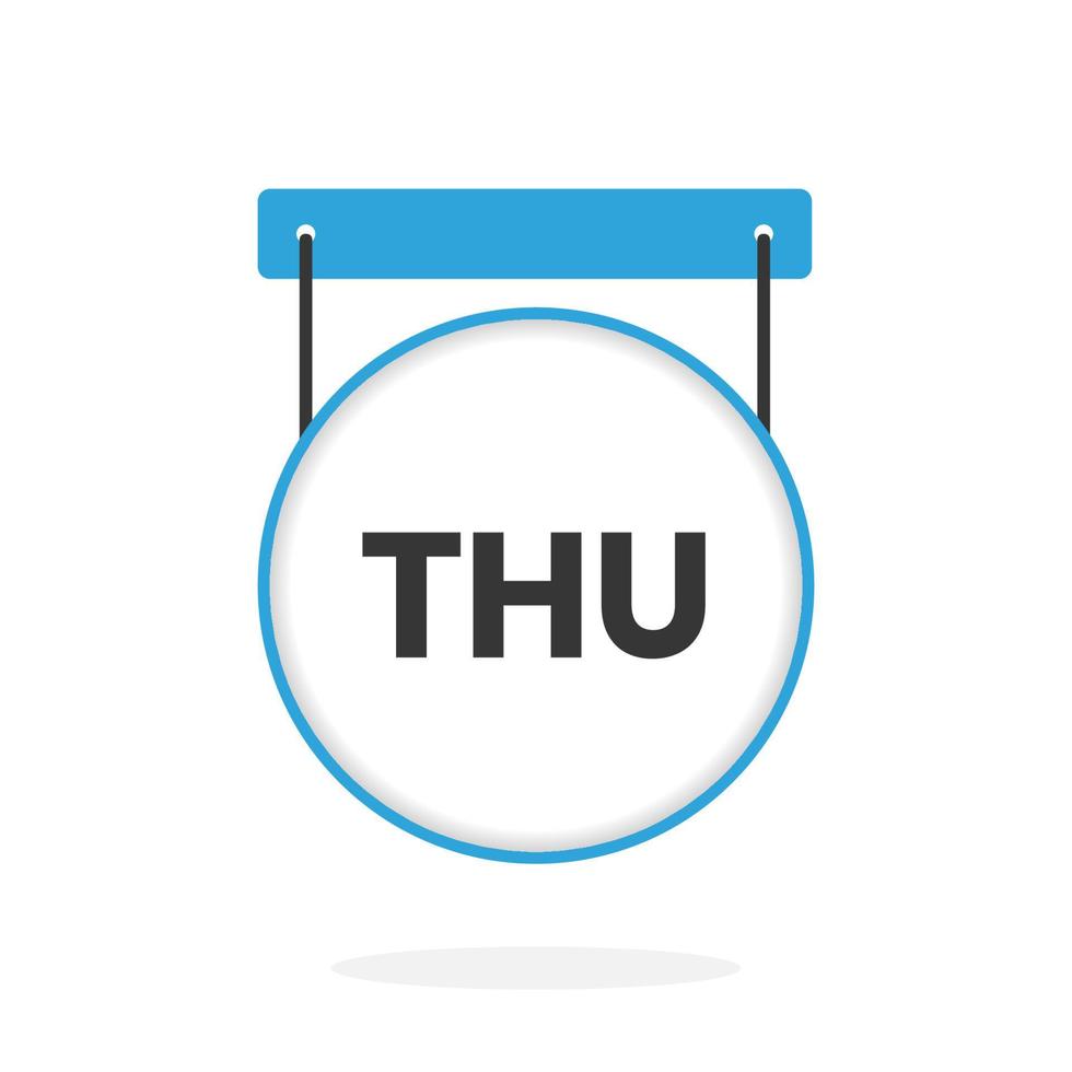 ícone de calendário de quinta-feira para fazer a lista, dia da semana agendar sinal de trabalho para ilustração vetorial de organizador pessoal vetor