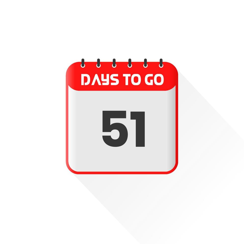 ícone de contagem regressiva 51 dias restantes para promoção de vendas. banner de vendas promocionais faltam 51 dias vetor