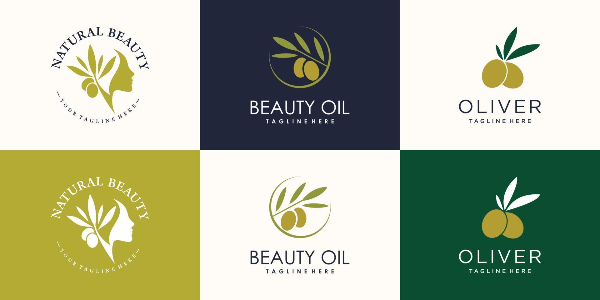 coleção de logotipo de azeite e beleza para vetor premium da empresa