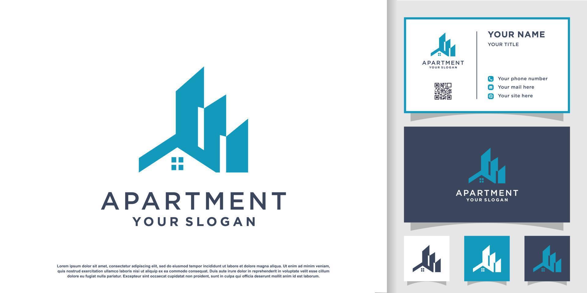 modelo de design de logotipo de apartamento vetor premium