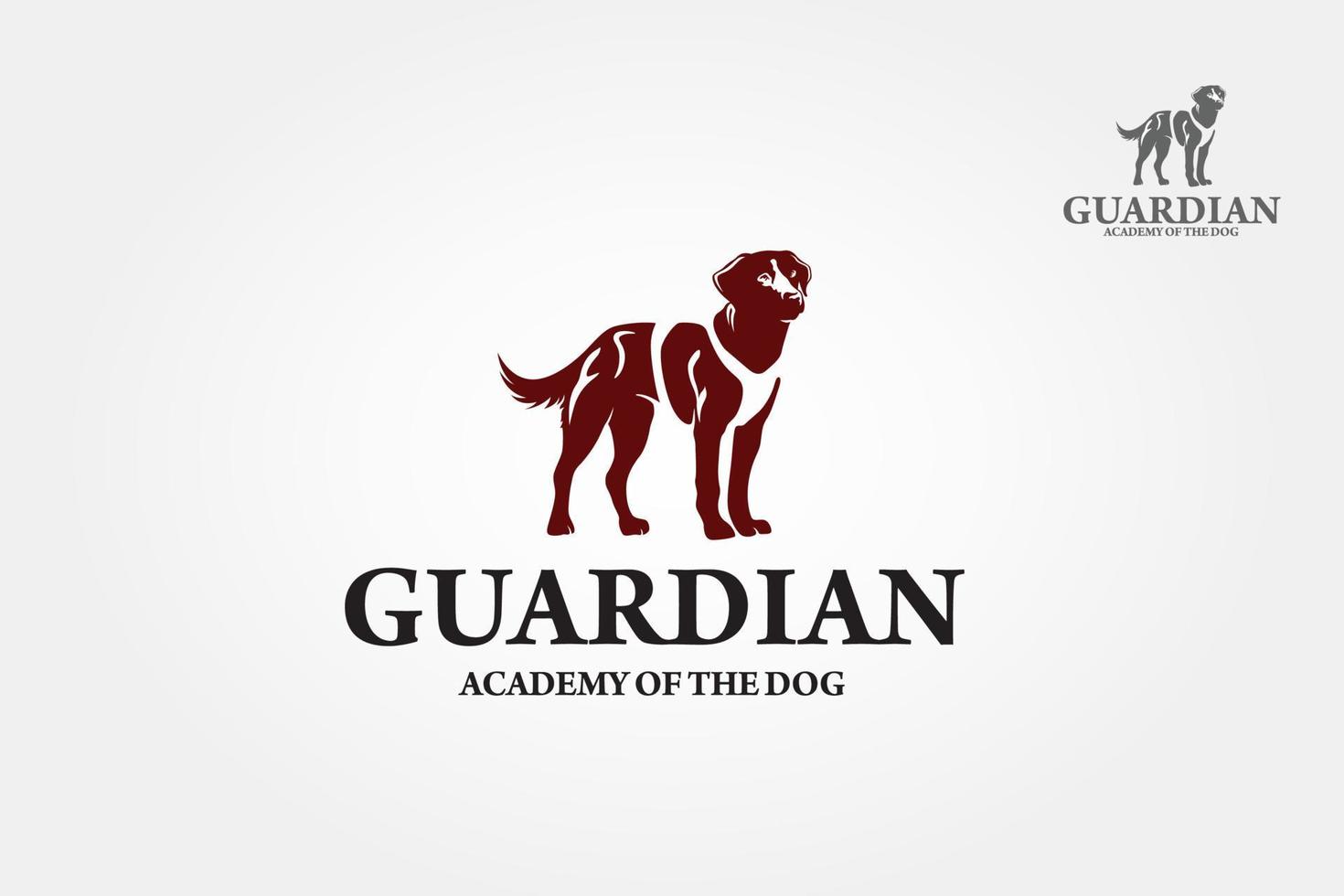 academia do guardião o modelo de logotipo de vetor de cachorro. silhueta vetorial de um cachorro em um fundo branco.