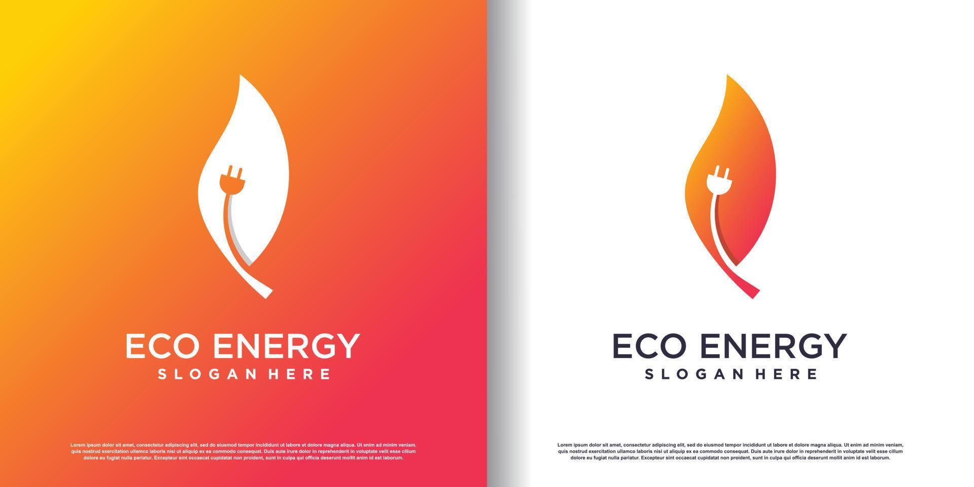 vetor premium de modelo de logotipo de energia eco moderno