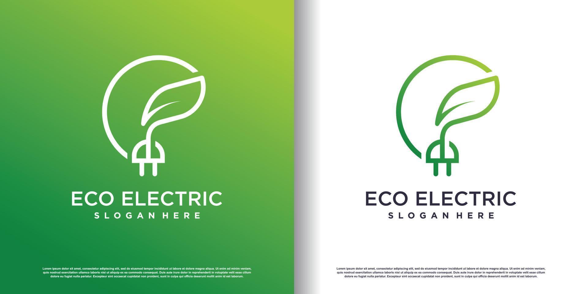 conceito de logotipo elétrico eco com vetor premium de conceito moderno