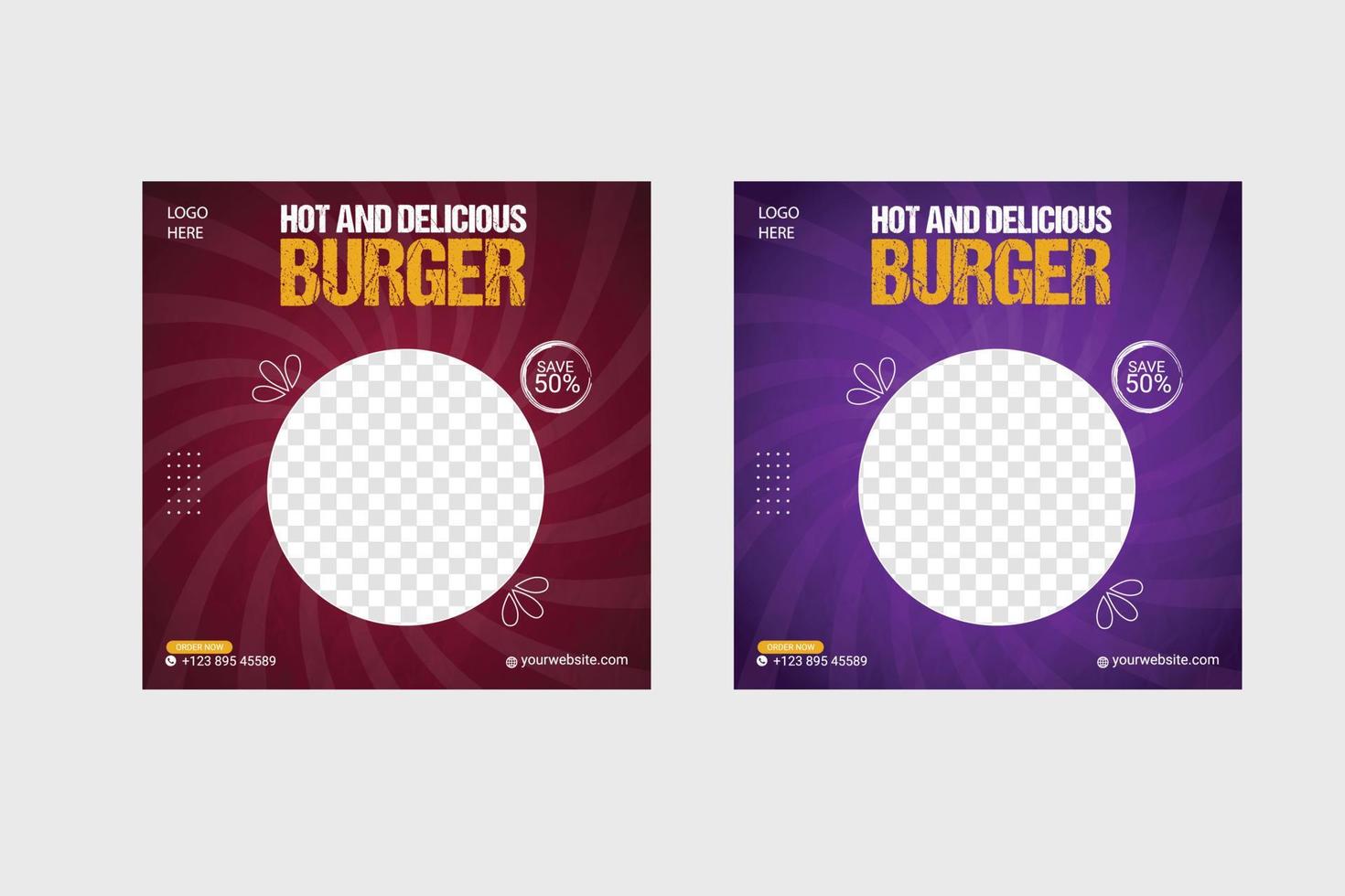 modelo de postagem de mídia social de comida para quadro de banner simples de promoção de alimentos vetor