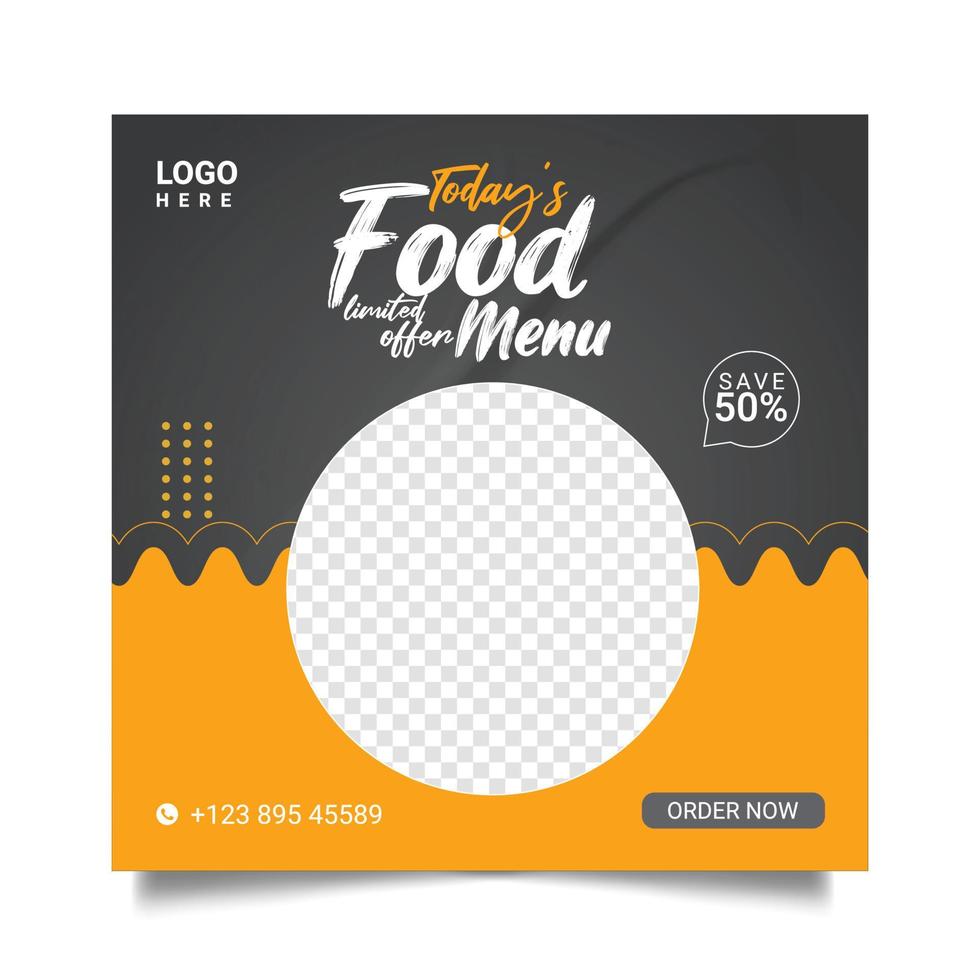 modelo de postagem de mídia social de comida para quadro de banner simples de promoção de alimentos vetor