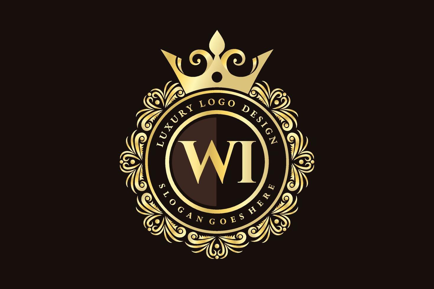 wi letra inicial ouro caligráfico feminino floral mão desenhada monograma heráldico antigo estilo vintage luxo design de logotipo vetor premium