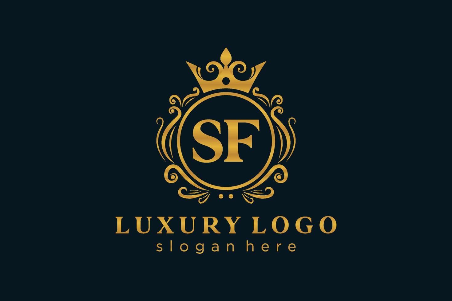 modelo de logotipo de luxo real de carta sf inicial em arte vetorial para restaurante, realeza, boutique, café, hotel, heráldica, joias, moda e outras ilustrações vetoriais. vetor