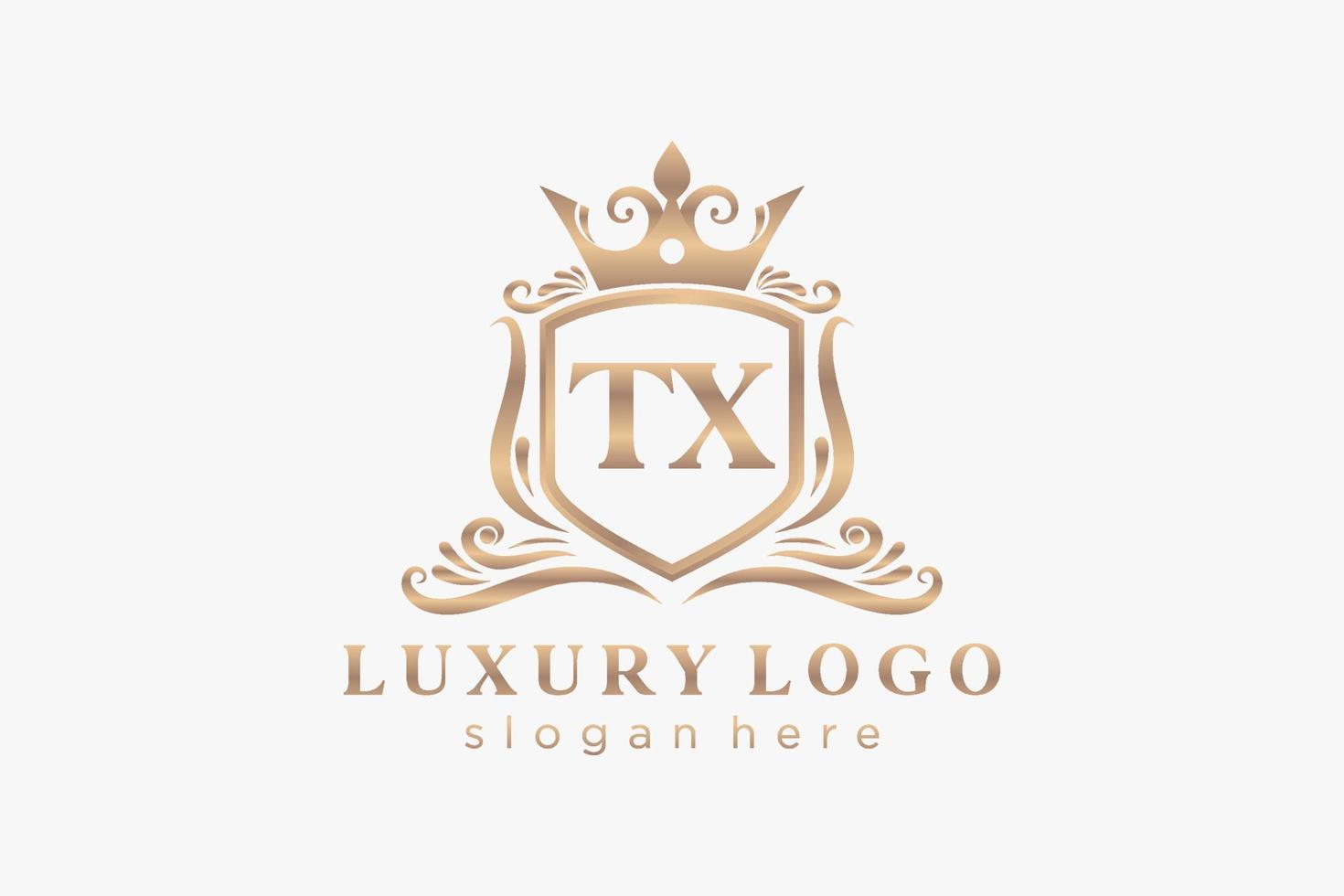 modelo de logotipo de luxo real de carta tx inicial em arte vetorial para restaurante, realeza, boutique, café, hotel, heráldica, joias, moda e outras ilustrações vetoriais. vetor