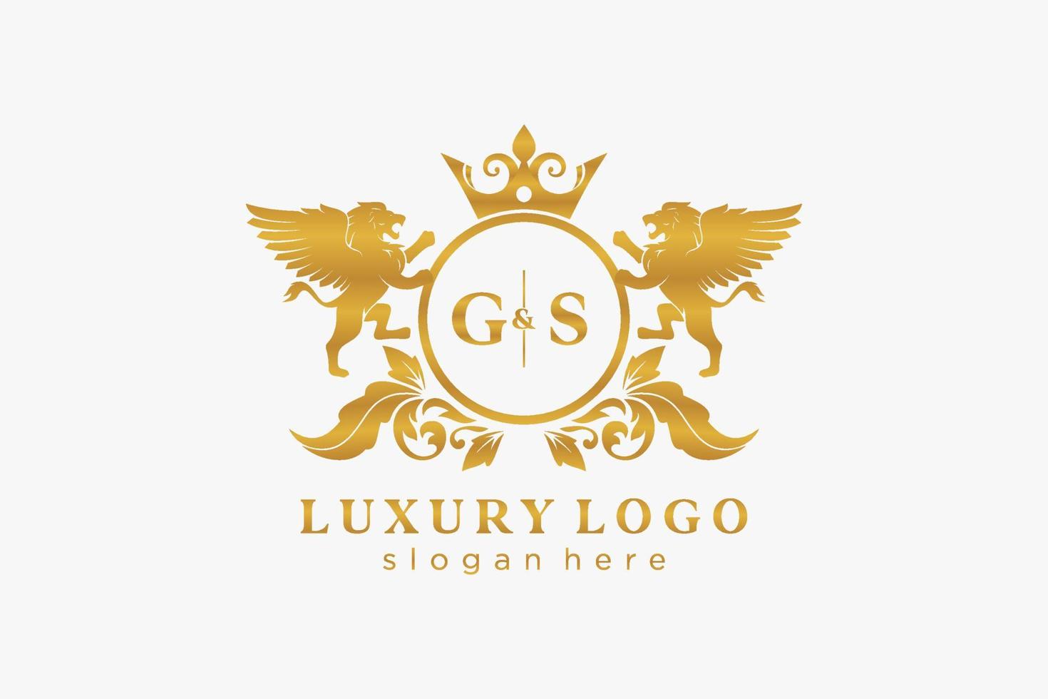 inicial gs carta leão modelo de logotipo de luxo real em arte vetorial para restaurante, realeza, boutique, café, hotel, heráldica, joias, moda e outras ilustrações vetoriais. vetor