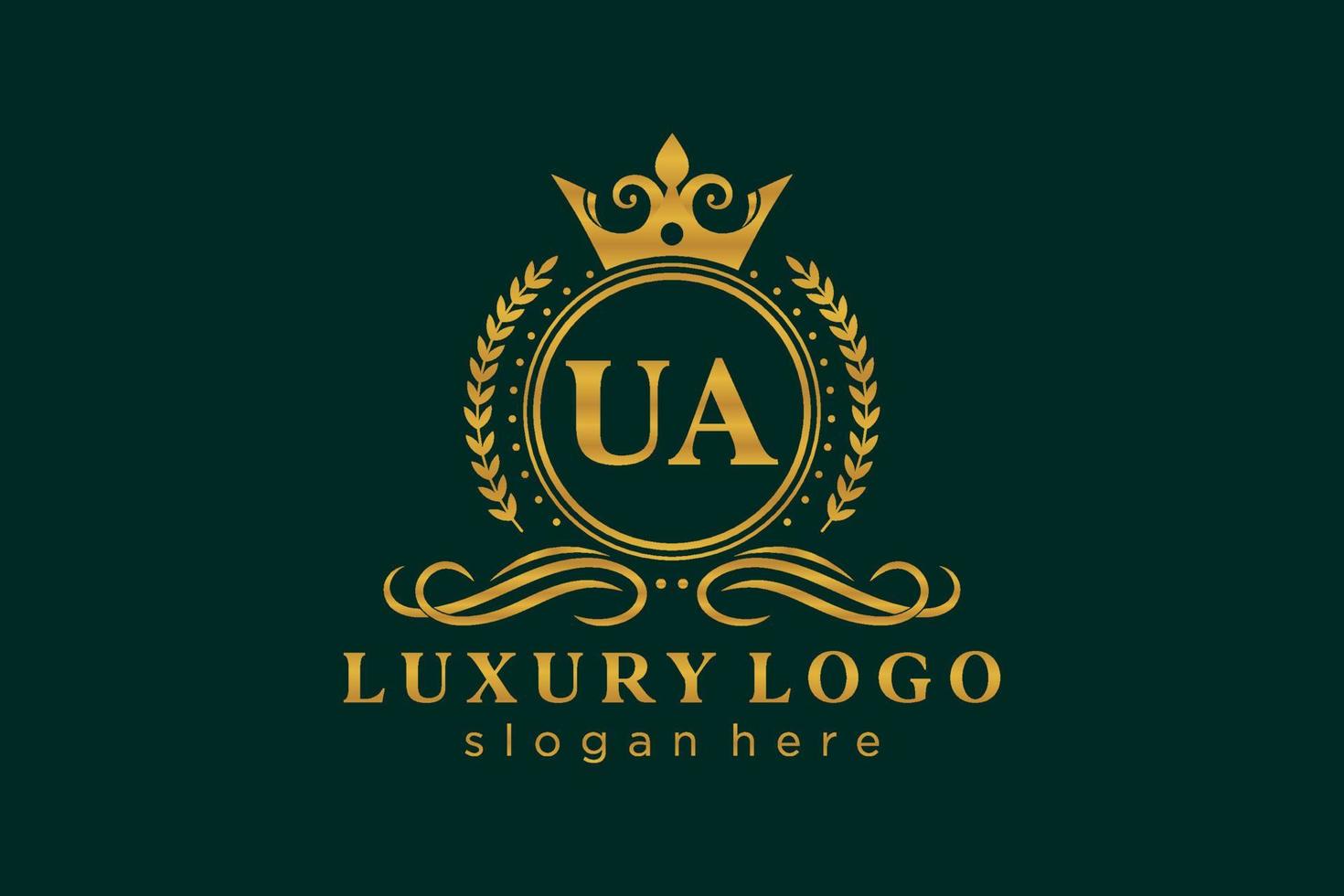 modelo de logotipo de luxo real de letra ua inicial em arte vetorial para restaurante, realeza, boutique, café, hotel, heráldica, joias, moda e outras ilustrações vetoriais. vetor