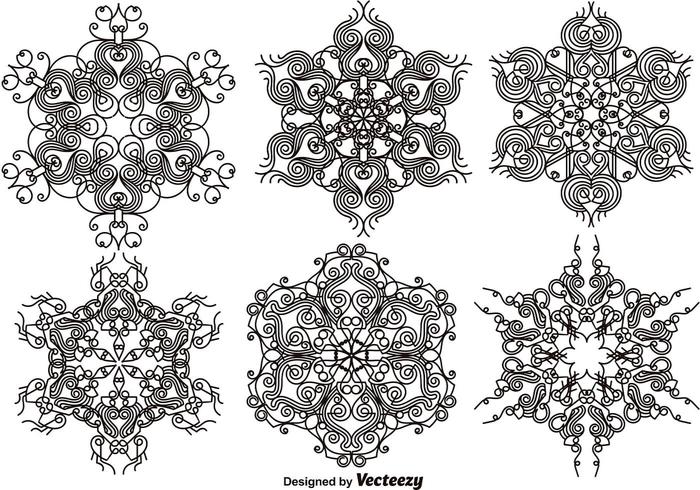 Elegant Ornamentals Snowflakes - Vector set