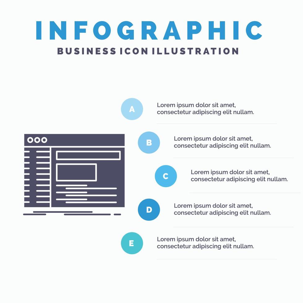 administrador. console. painel. raiz. modelo de infográficos de software para site e apresentação. ícone de glifo cinza com ilustração em vetor estilo infográfico azul.