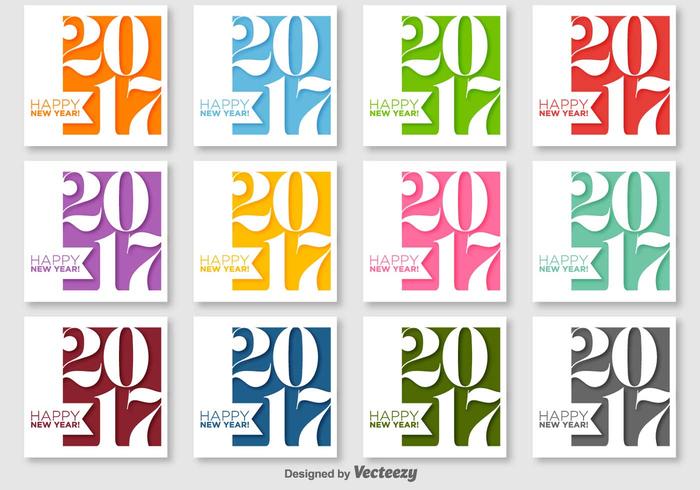 Feliz Ano Novo 2017 Vector Labels