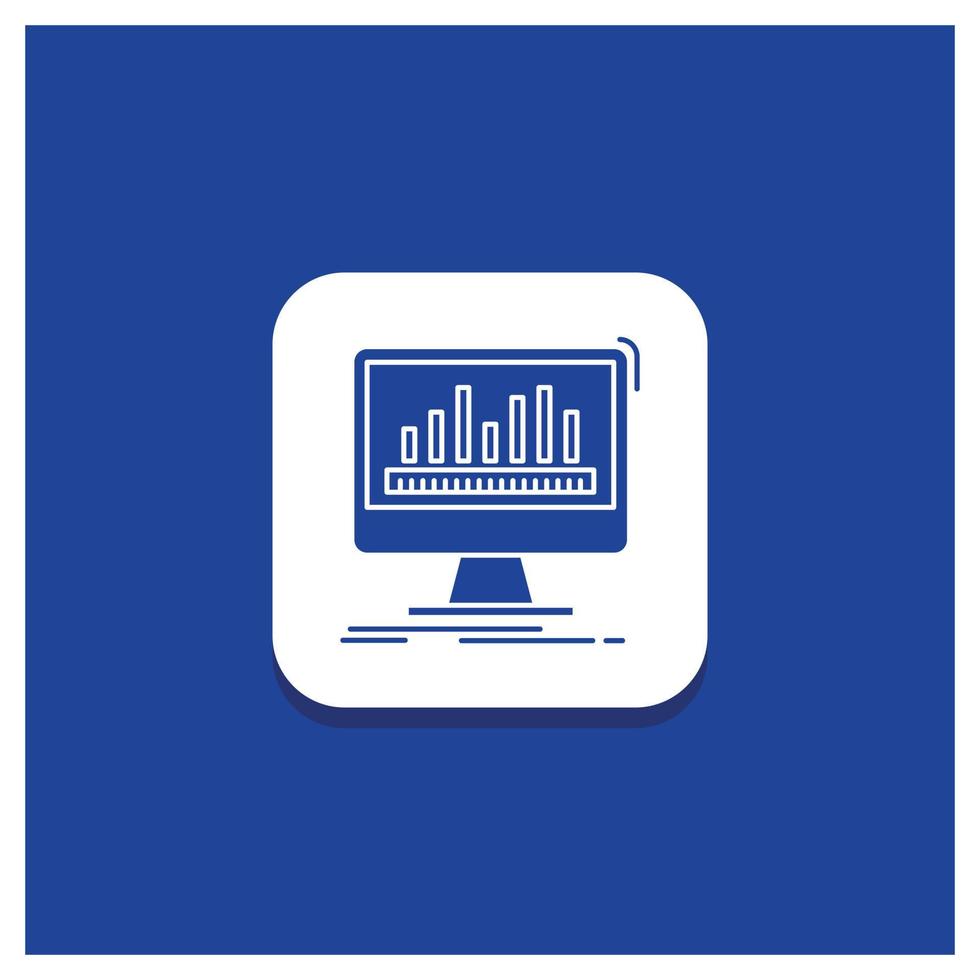 botão redondo azul para análise. em processamento. painel de controle. dados. ícone de glifo de estatísticas vetor