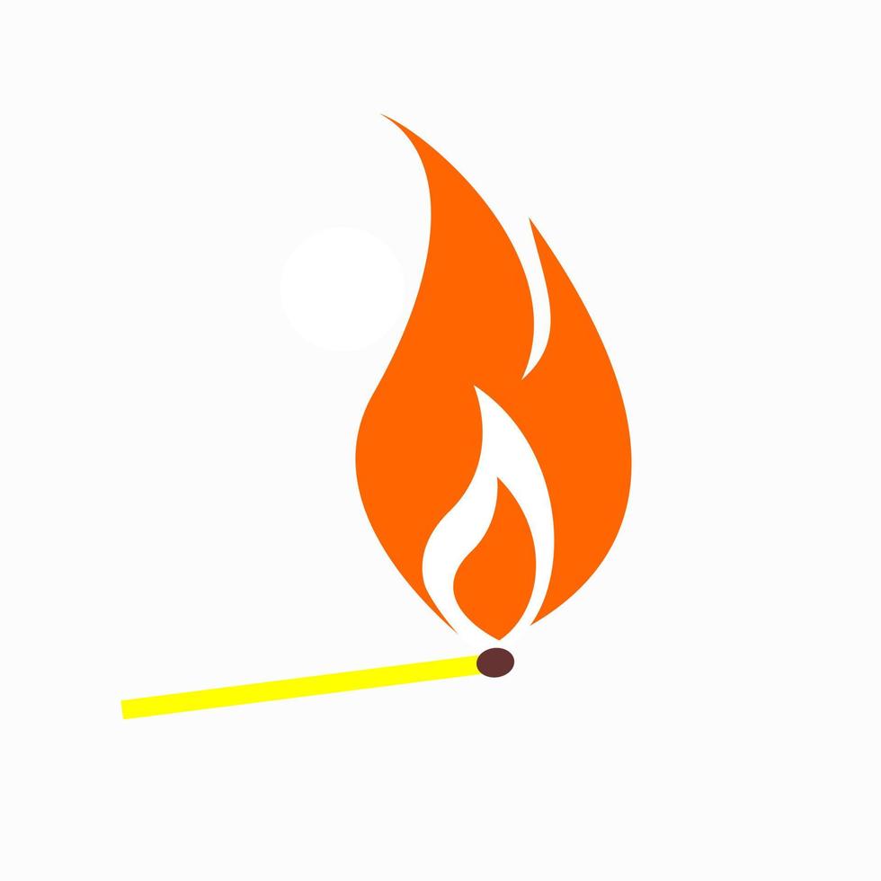 ilustração de um fósforo de madeira com fogo vetor