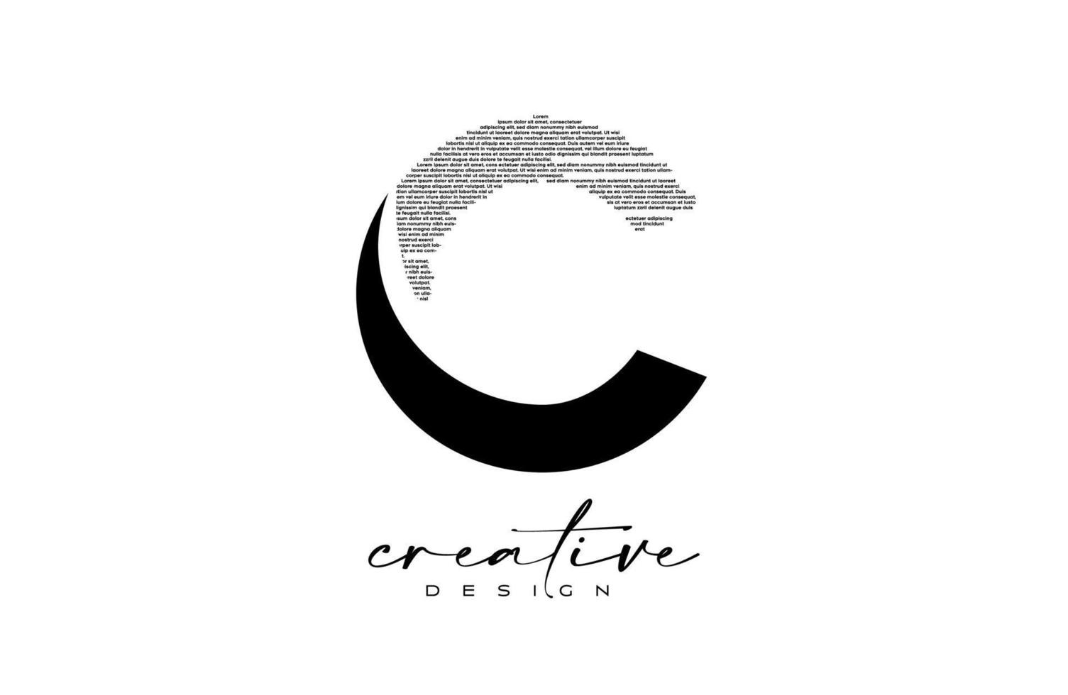 design de logotipo de letra c com letra criativa c feita de vetor de textura de fonte de texto preto
