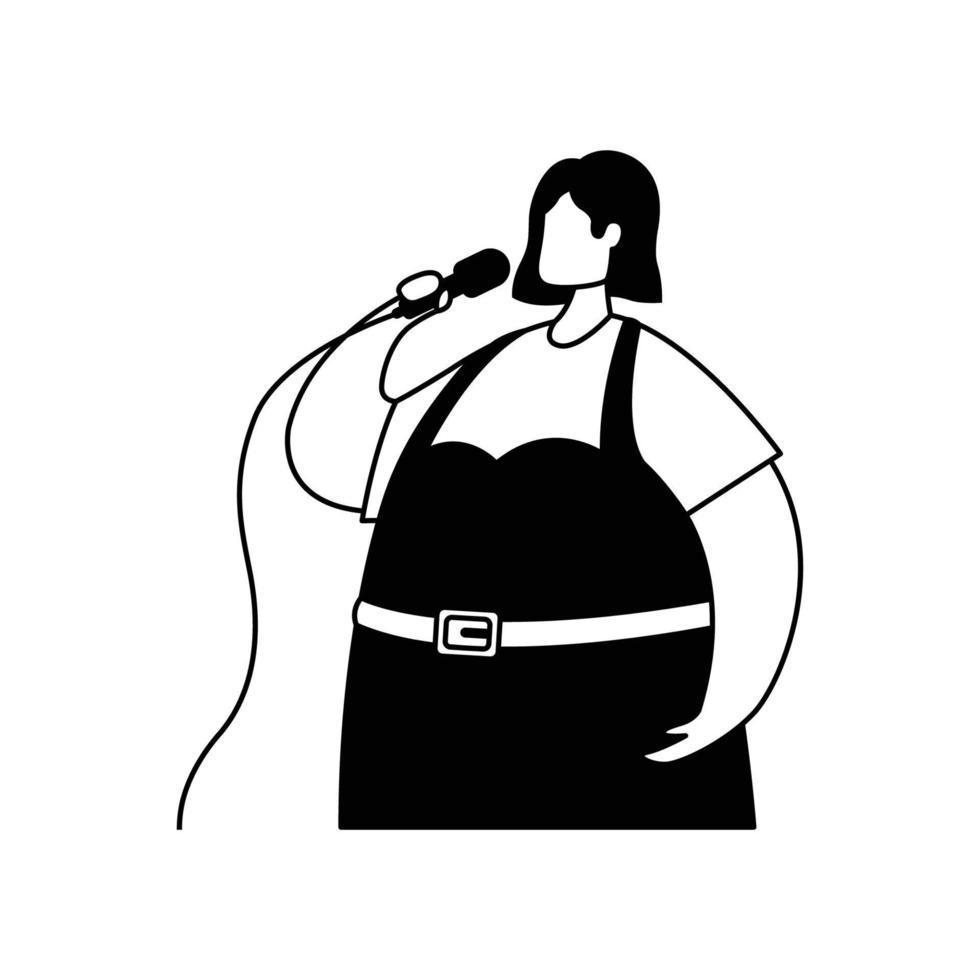 ilustração em vetor de um cantor com um microfone. profissão. arte de linha