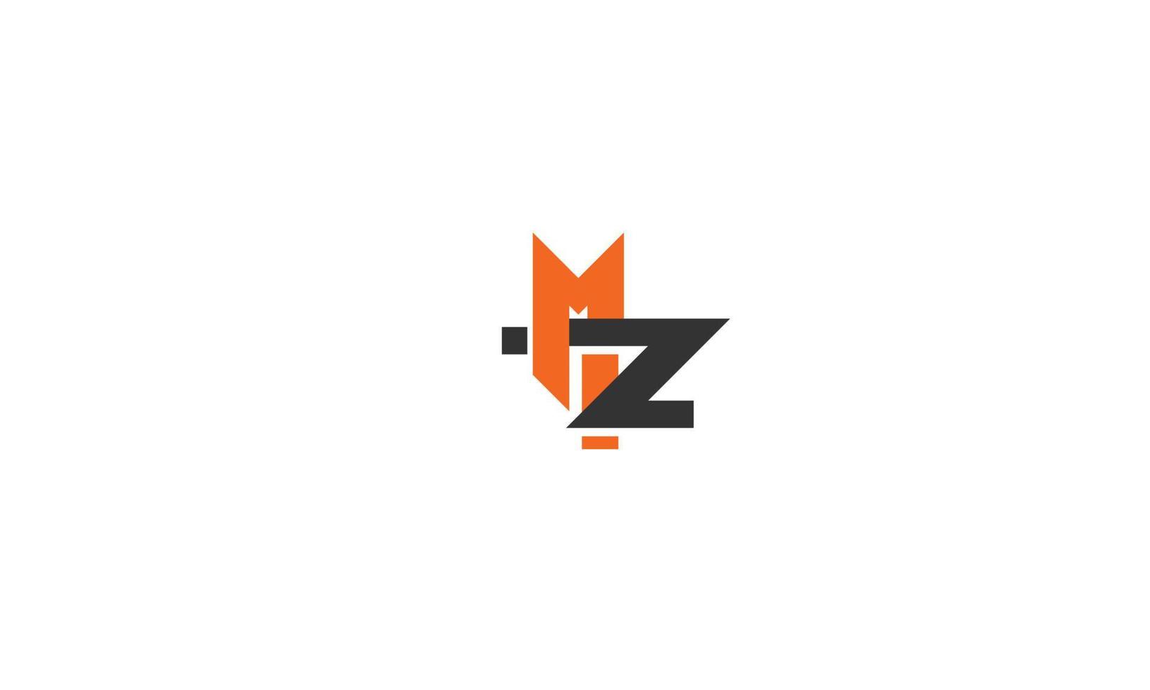 letras do alfabeto iniciais monograma logotipo mz, zm, m e z vetor
