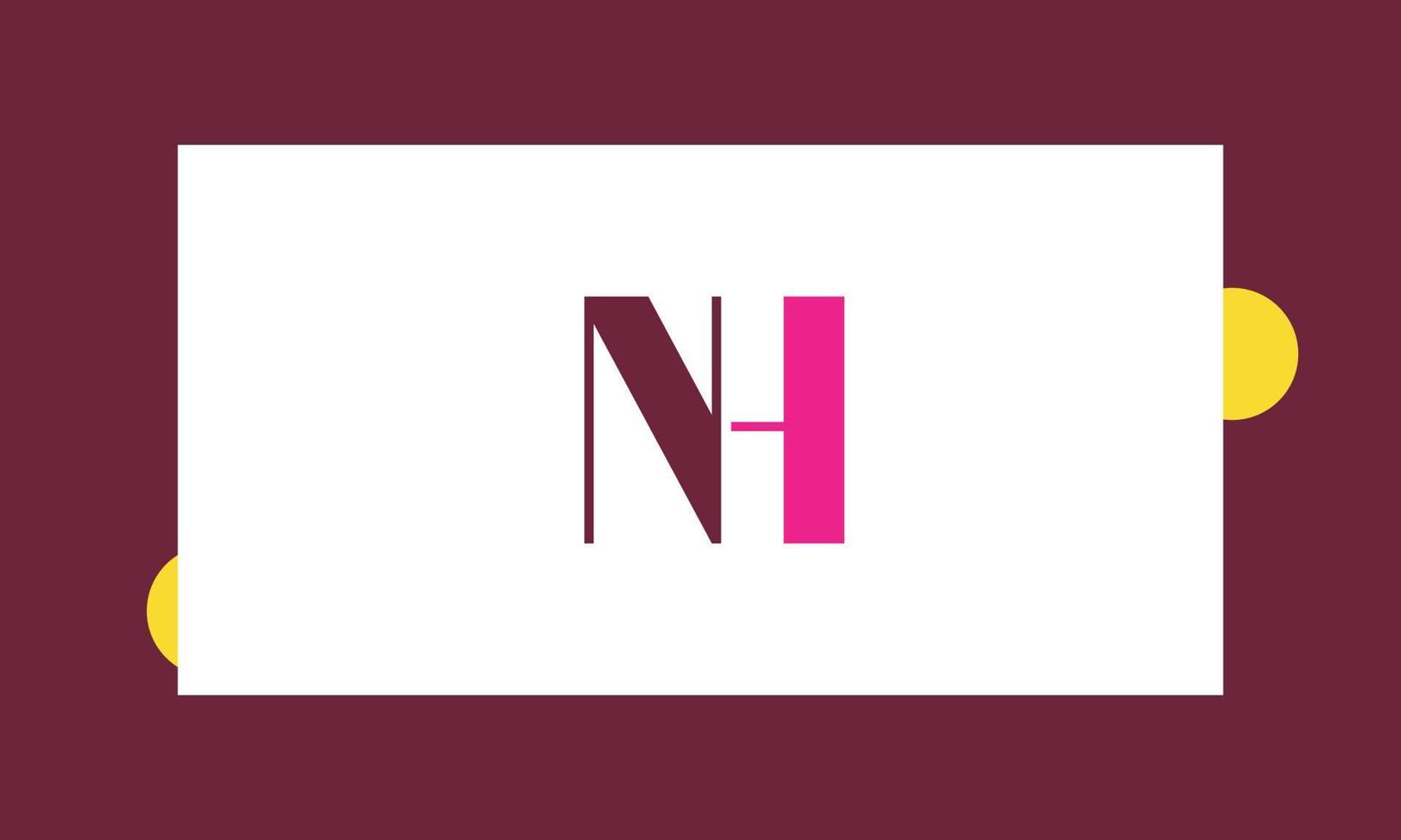 letras do alfabeto, iniciais do monograma, logotipo nh, hn, n e h vetor