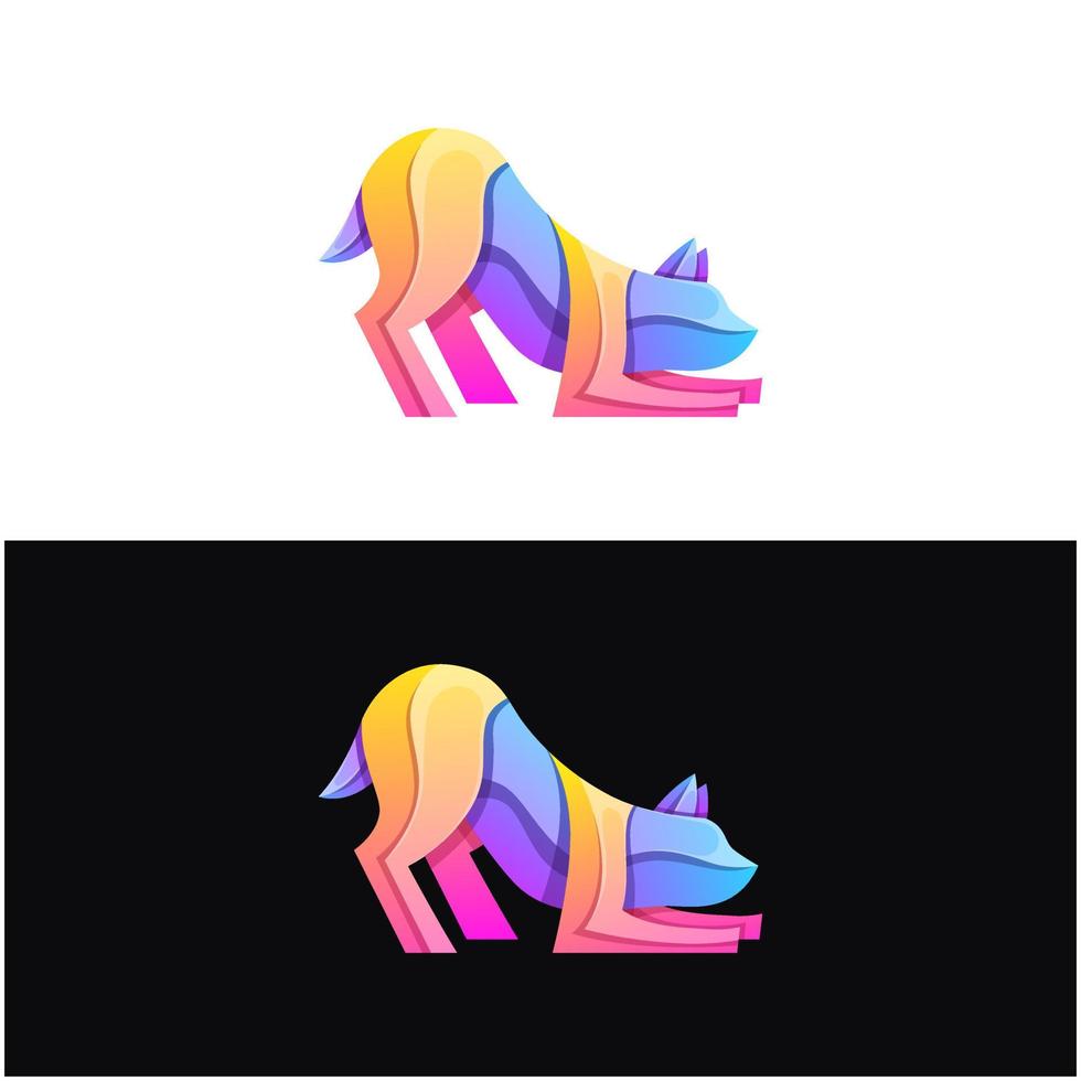 estilo colorido gradiente de cão de ilustração de logotipo vetorial vetor