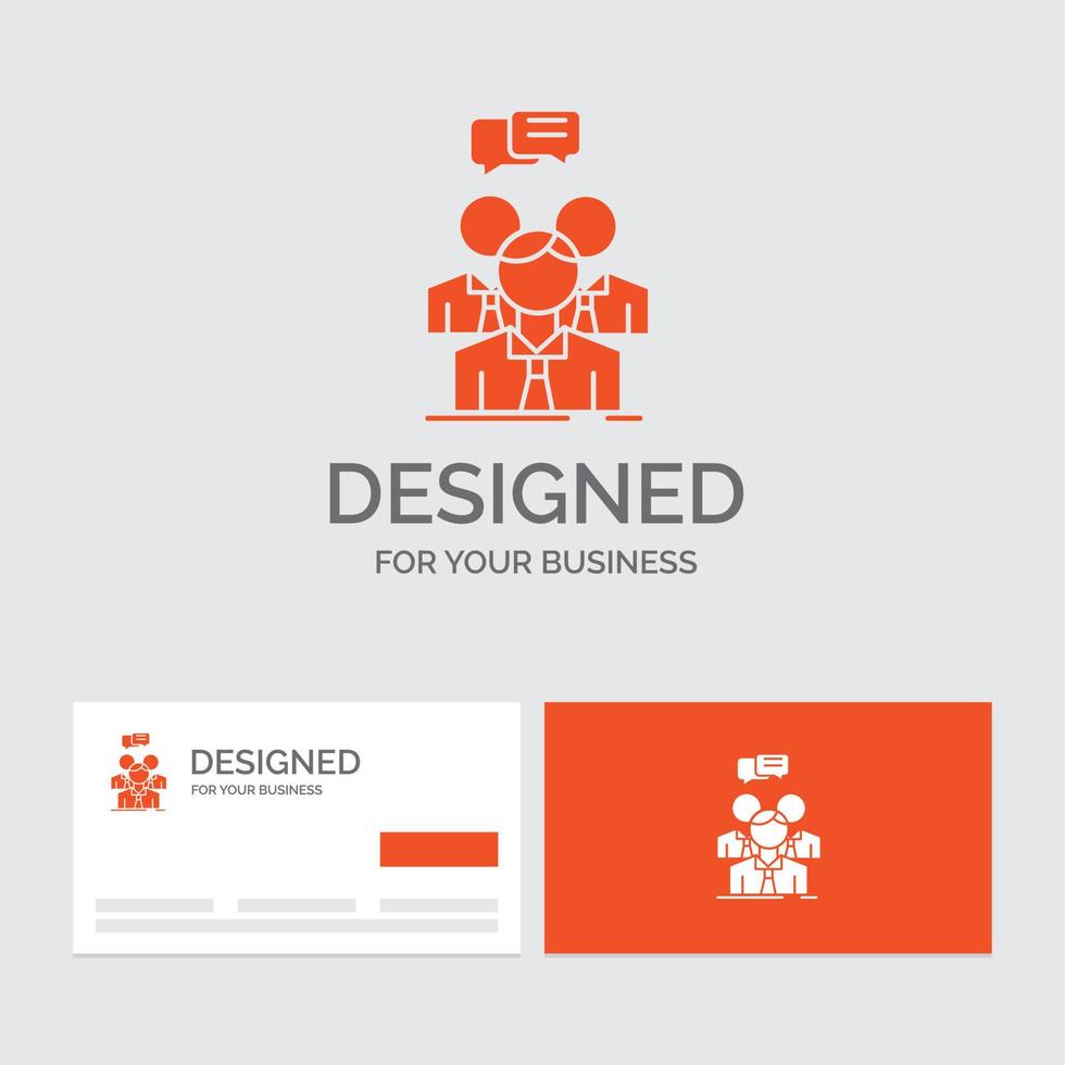 modelo de logotipo de negócios para grupo. o negócio. encontro. pessoas. equipe. cartões de visita laranja com modelo de logotipo da marca. vetor