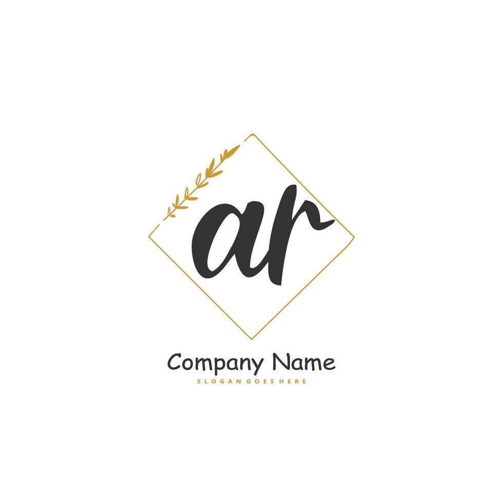 ar manuscrito inicial e design de logotipo de assinatura com círculo. logotipo manuscrito de design bonito para moda, equipe, casamento, logotipo de luxo. vetor