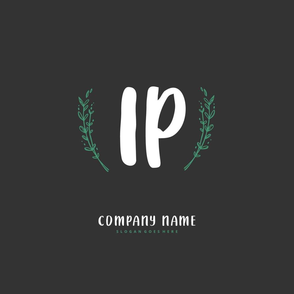 ip inicial caligrafia e design de logotipo de assinatura com círculo. logotipo manuscrito de design bonito para moda, equipe, casamento, logotipo de luxo. vetor