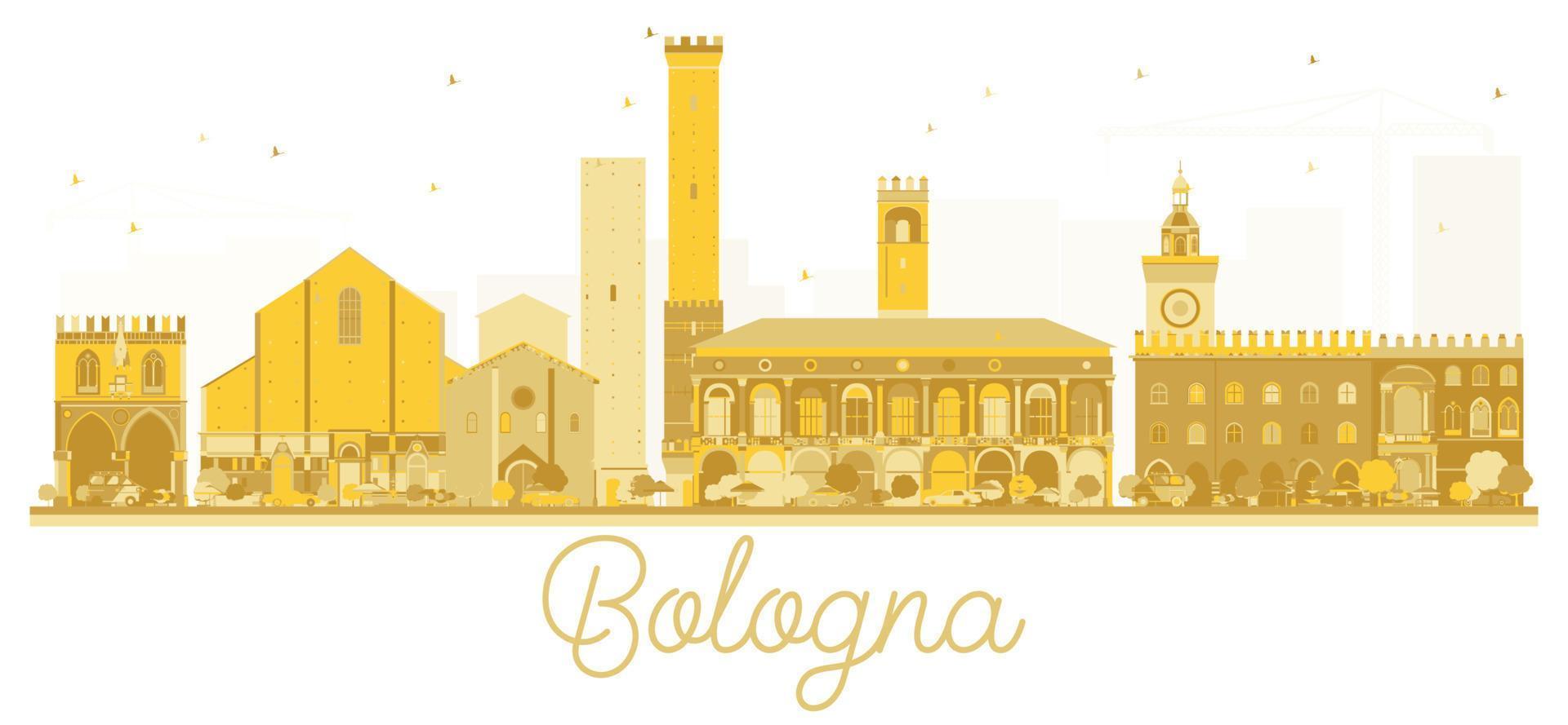 Bolonha Itália cidade skyline silhueta dourada. vetor
