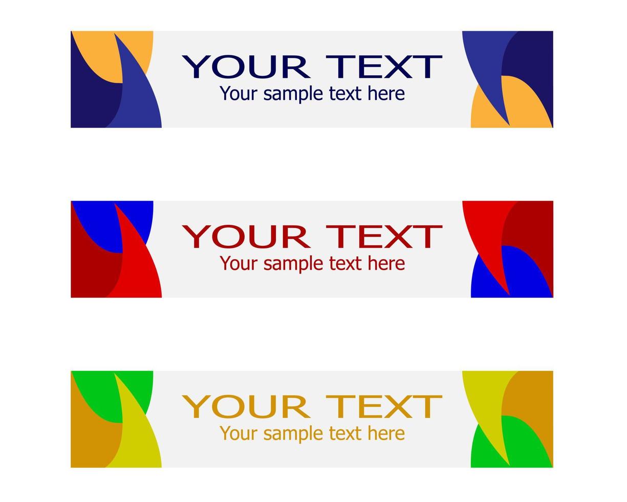 três banners diferentes com texto em fundo branco vetor
