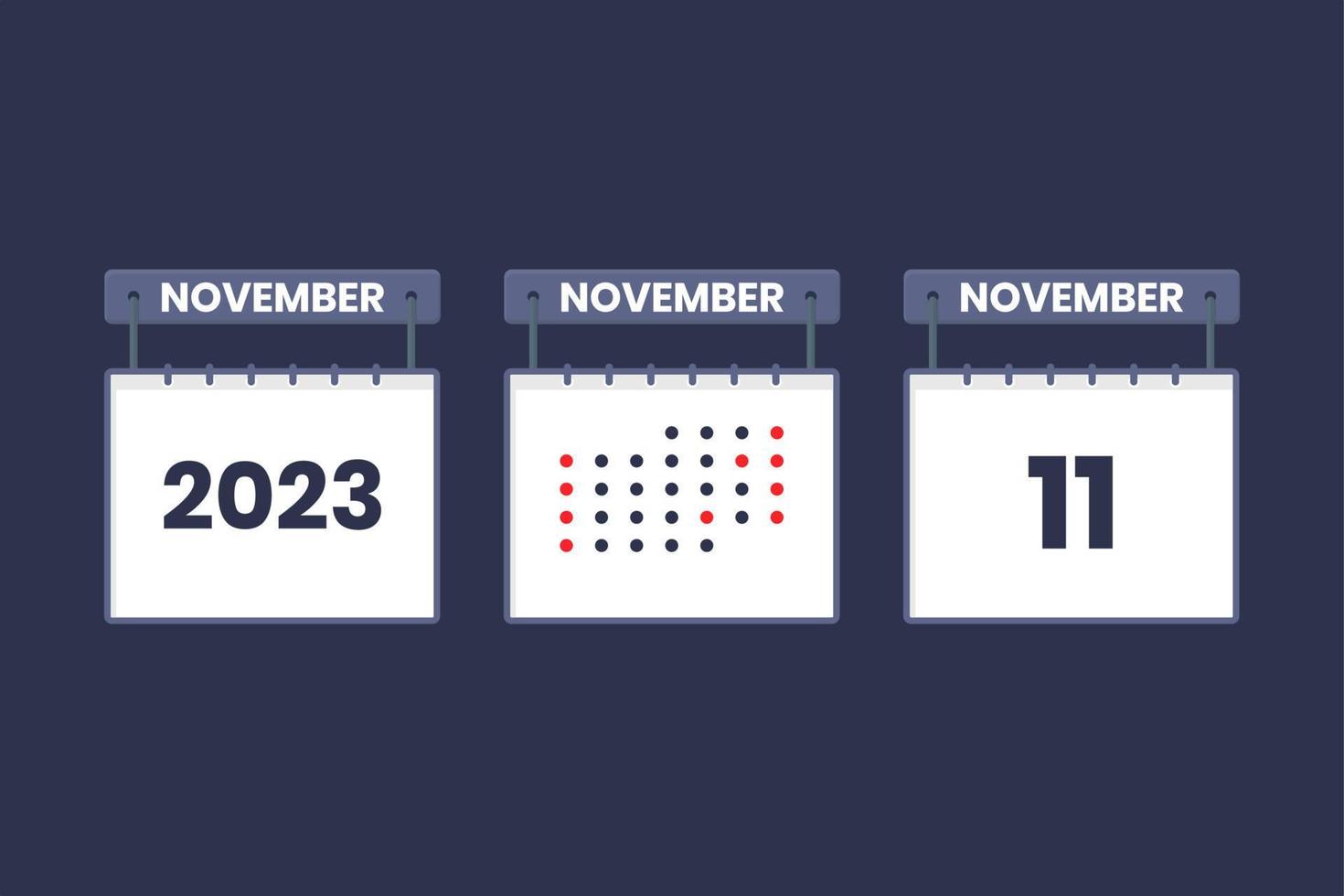 2023 design de calendário ícone de 11 de novembro. Agenda de 11 de novembro, compromisso, conceito de data importante. vetor