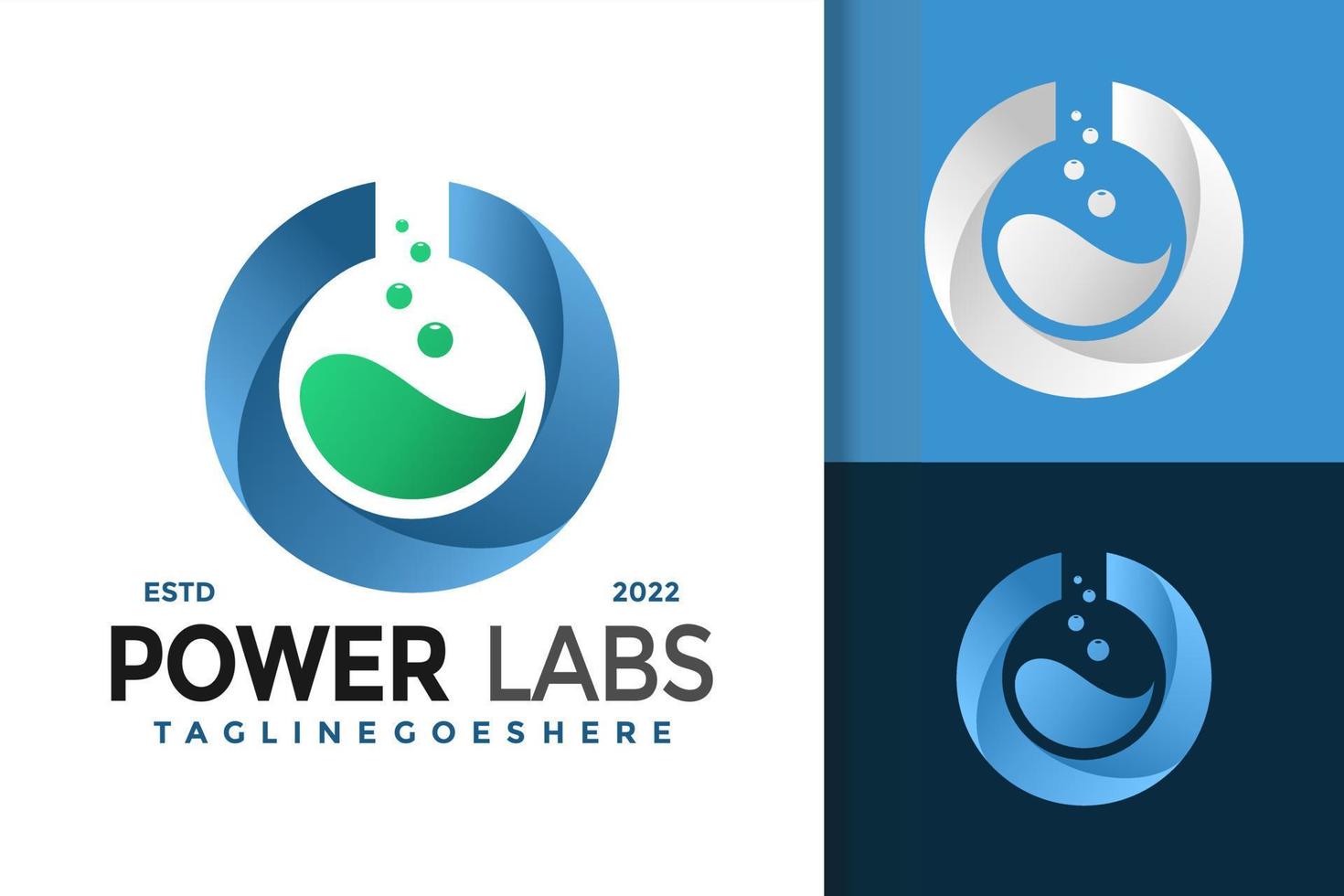 design de logotipo de laboratórios de energia, vetor de logotipos de identidade de marca, logotipo moderno, modelo de ilustração vetorial de designs de logotipo