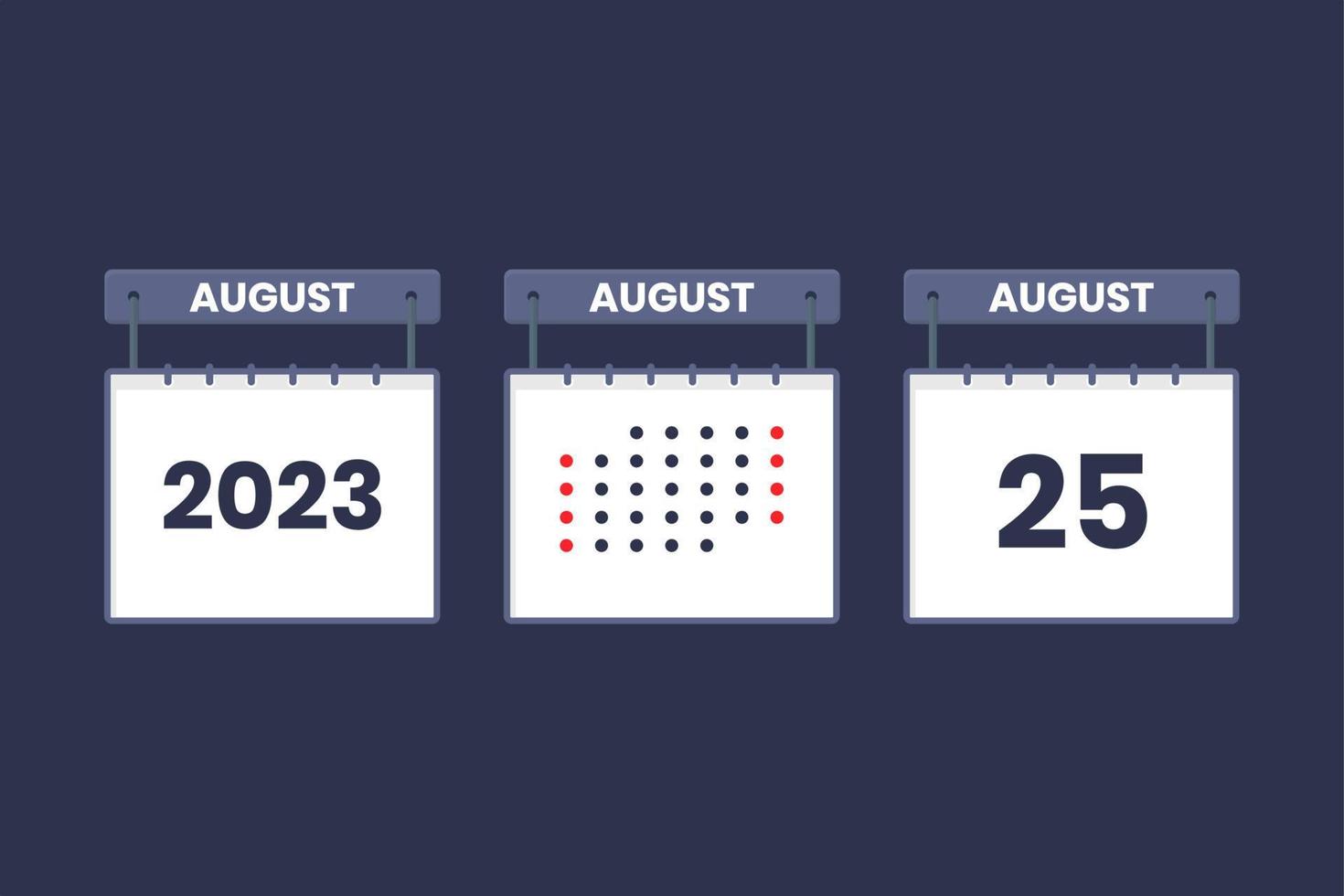 2023 design de calendário ícone de 25 de agosto. Agenda de 25 de agosto, compromisso, conceito de data importante. vetor