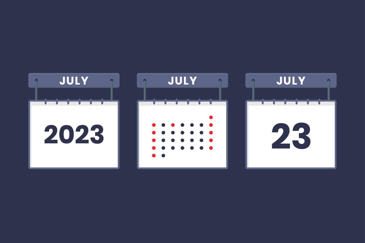 2023 design de calendário ícone de 23 de julho. Agenda de 23 de julho, compromisso, conceito de data importante. vetor