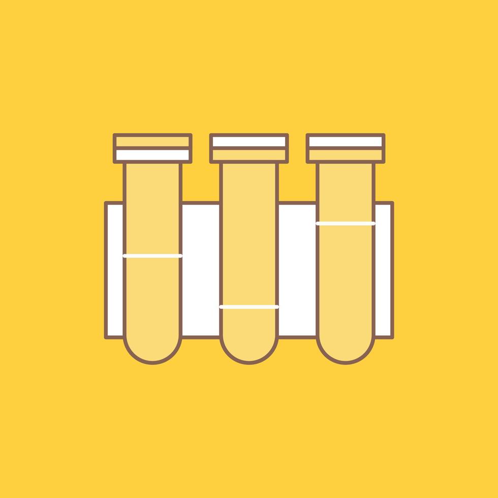 teste. tubo. Ciência. laboratório. ícone cheio de linha plana de sangue. botão de logotipo bonito sobre fundo amarelo para ui e ux. site ou aplicativo móvel vetor