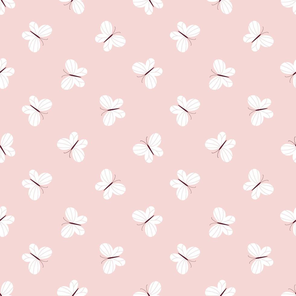 padrão de vetor sem costura com pequenas borboletas em um fundo rosa claro. padrão sem costura para tecidos, papel de embrulho, têxteis infantis