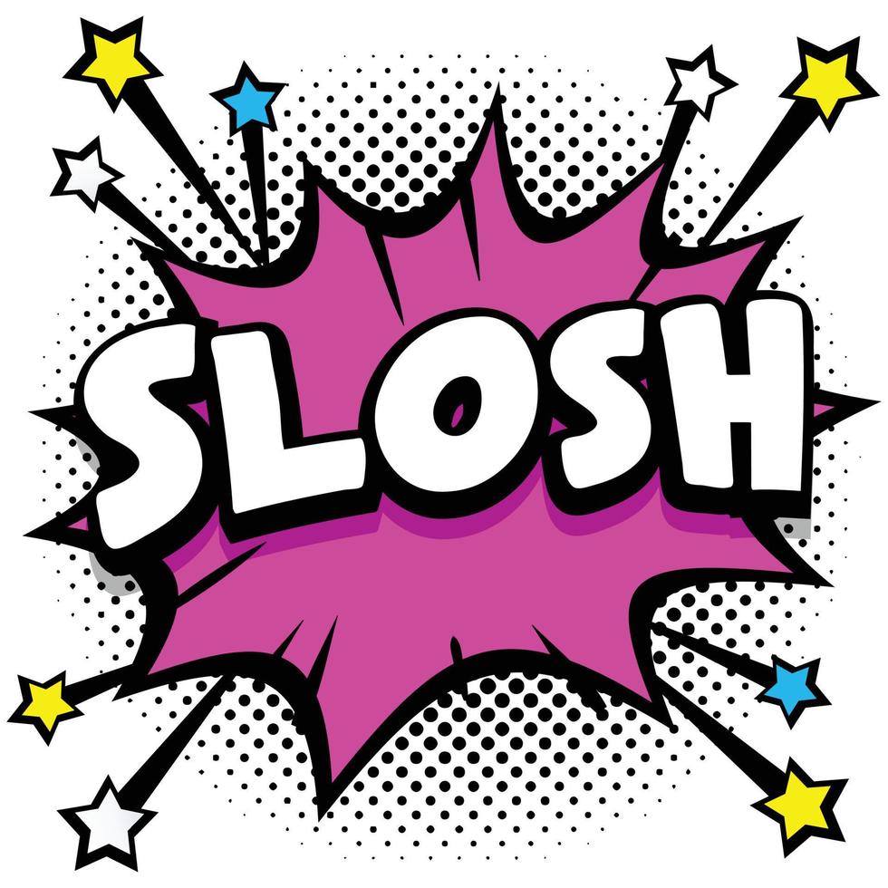 slosh pop art quadrinhos bolhas de fala livro efeitos sonoros vetor