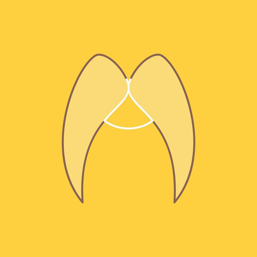 bigode. hipster. moveleiro. macho. homens linha plana cheia ícone. botão de logotipo bonito sobre fundo amarelo para ui e ux. site ou aplicativo móvel vetor