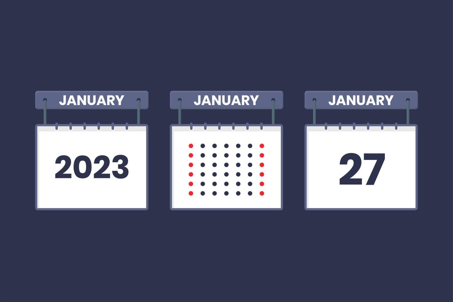 2023 design de calendário ícone de 27 de janeiro. Agenda de 27 de janeiro, compromisso, conceito de data importante. vetor