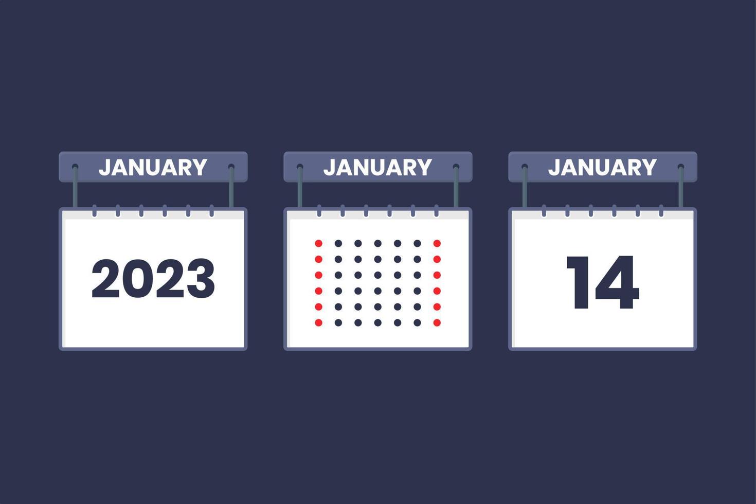 2023 design de calendário ícone de 14 de janeiro. Agenda de 14 de janeiro, compromisso, conceito de data importante. vetor