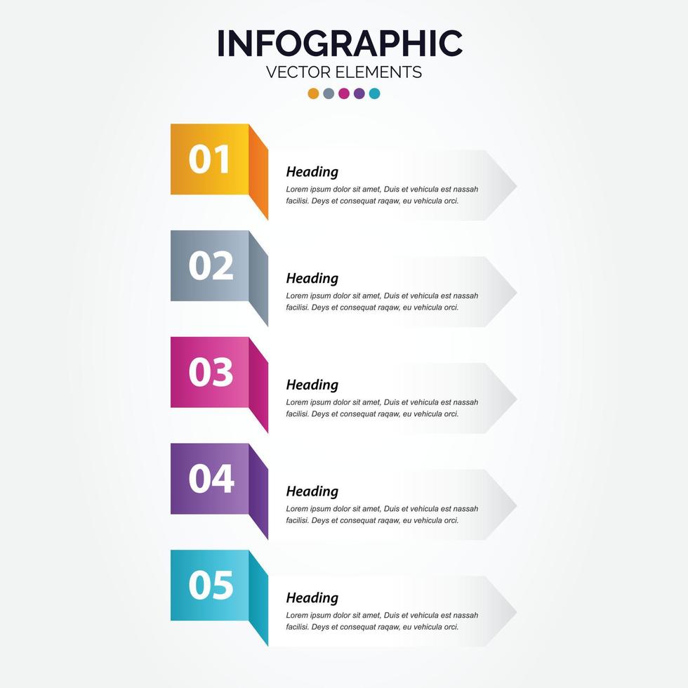 modelo de infográfico vertical de negócios de apresentação com 5 opções vetor