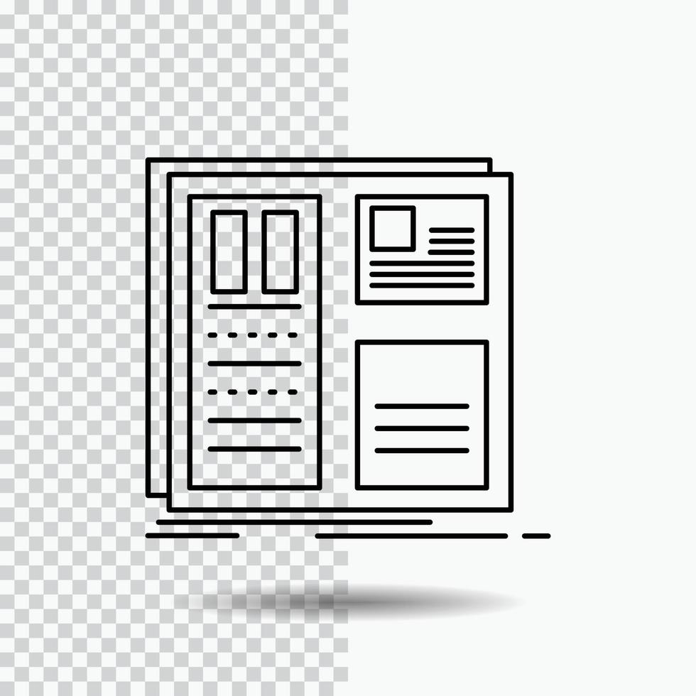 Projeto. grade. interface. disposição. ícone de linha de interface do usuário em fundo transparente. ilustração em vetor ícone preto
