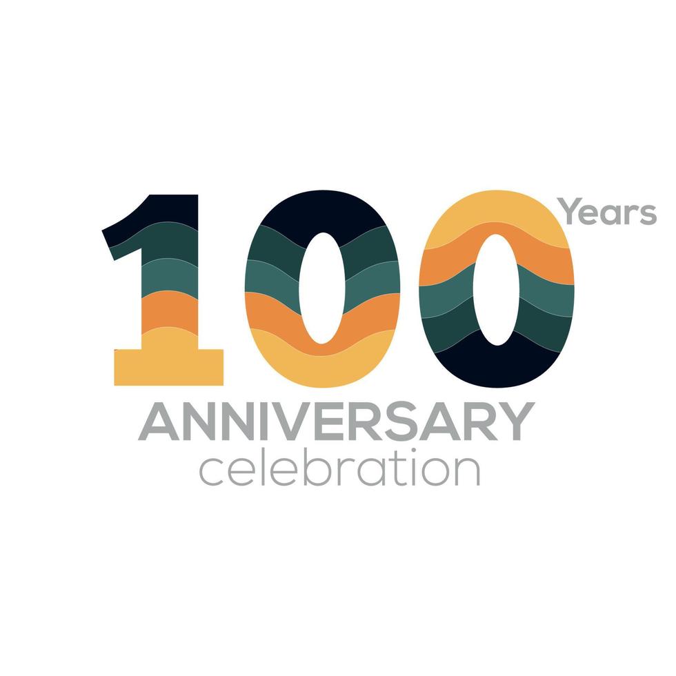 design de logotipo de 100º aniversário, modelo de vetor de ícone número 100. paletas de cores minimalistas